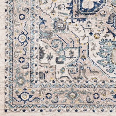 Image of Surya Athens Traditional Navy, Sky Blue, Charcoal, Butter, Ivory, White Rugs AHN-2309