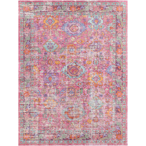 Image of Surya Antioch Traditional Bright Pink, Lavender, Saffron, Dark Purple, Lime, White, Violet Rugs AIC-2315