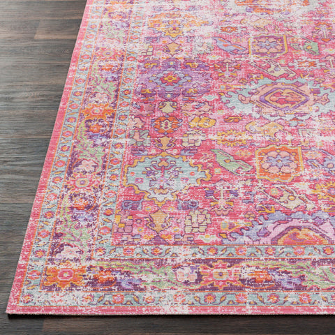 Image of Surya Antioch Traditional Bright Pink, Lavender, Saffron, Dark Purple, Lime, White, Violet Rugs AIC-2315