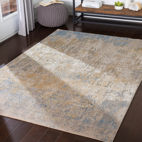 Image of Surya Aisha Modern Sky Blue, Camel, Taupe, Mustard Rugs AIS-2300