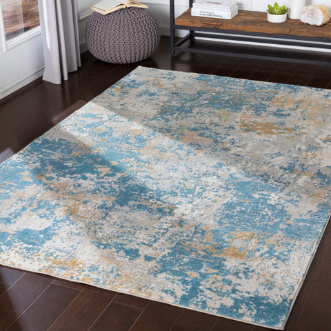 Image of Surya Aisha Modern Sky Blue, Mustard, Light Gray, White Rugs AIS-2302