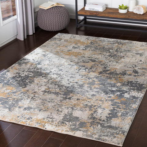 Image of Surya Aisha Modern Charcoal, Medium Gray, Light Gray, Mustard Rugs AIS-2303