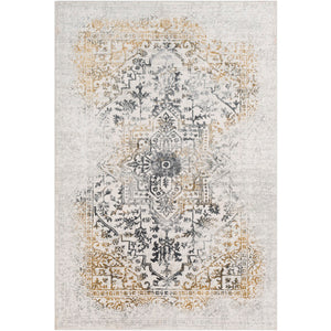 Surya Aisha Traditional Charcoal, Medium Gray, Mustard, Light Gray Rugs AIS-2308