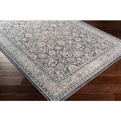 Surya Ankara Global Dark Blue, Denim, Charcoal, Medium Gray, Light Gray, Ivory, Bright Yellow Rugs AKR-2317