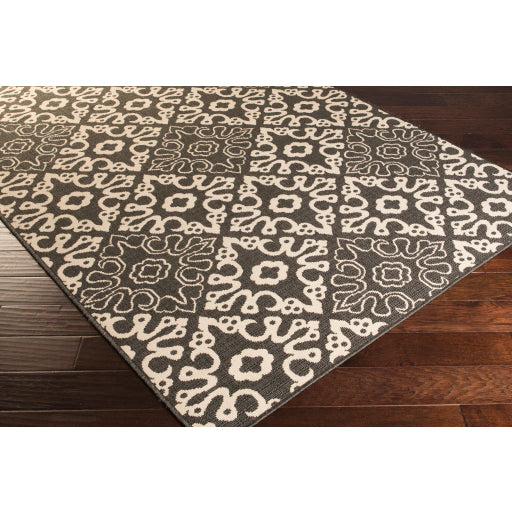 Surya Alfresco Cottage Black, Cream Rugs ALF-9637