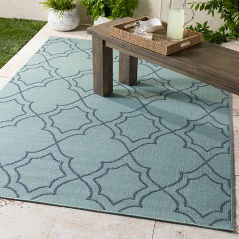 Image of Surya Alfresco Cottage Aqua, Charcoal Rugs ALF-9652