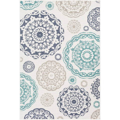 Image of Surya Alfresco Cottage Teal, Charcoal, White, Taupe Rugs ALF-9665