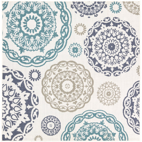 Image of Surya Alfresco Cottage Teal, Charcoal, White, Taupe Rugs ALF-9665