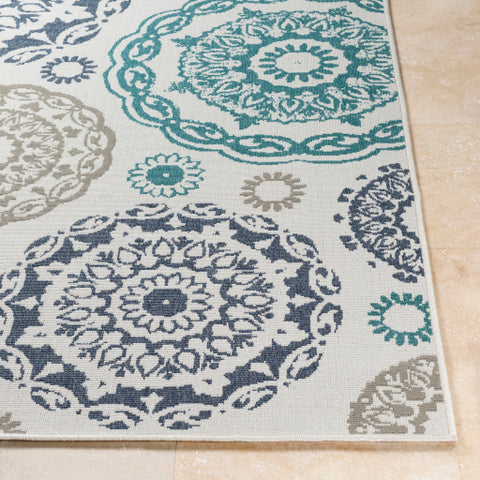 Image of Surya Alfresco Cottage Teal, Charcoal, White, Taupe Rugs ALF-9665