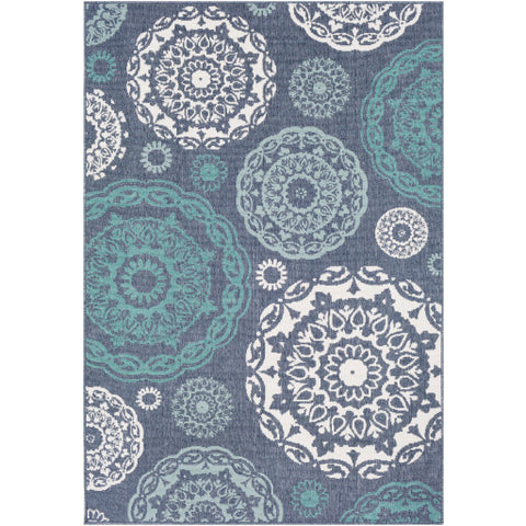 Image of Surya Alfresco Cottage Charcoal, Aqua, Teal, White Rugs ALF-9666