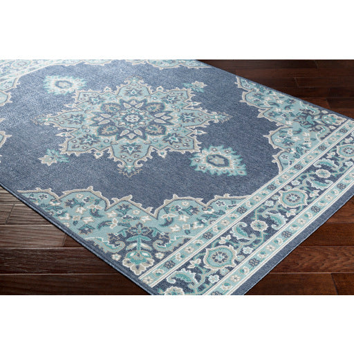 Surya Alfresco Traditional Charcoal, Aqua, Taupe, White, Teal Rugs ALF-9670