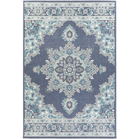 Image of Surya Alfresco Traditional Charcoal, Aqua, Taupe, White, Teal Rugs ALF-9670