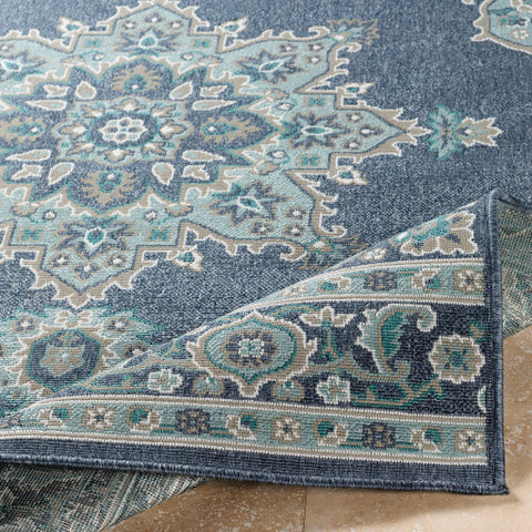 Image of Surya Alfresco Traditional Charcoal, Aqua, Taupe, White, Teal Rugs ALF-9670