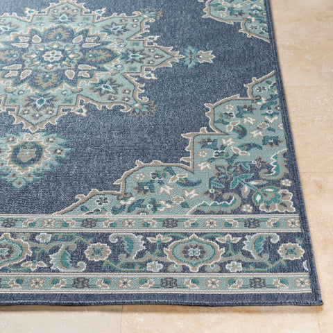 Image of Surya Alfresco Traditional Charcoal, Aqua, Taupe, White, Teal Rugs ALF-9670