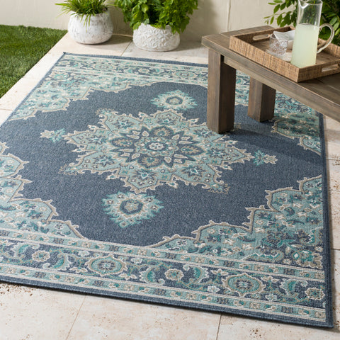 Image of Surya Alfresco Traditional Charcoal, Aqua, Taupe, White, Teal Rugs ALF-9670