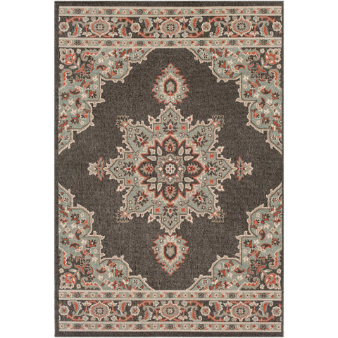 Image of Surya Alfresco Traditional Black, Sea Foam, Camel, Burnt Orange, White Rugs ALF-9671