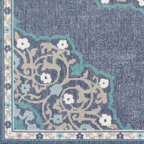 Image of Surya Alfresco Traditional Charcoal, Taupe, Teal, White, Aqua Rugs ALF-9678