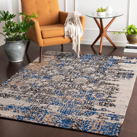 Image of Surya Amsterdam Traditional Navy, Charcoal, Camel, Ivory, Denim Rugs AMS-1015