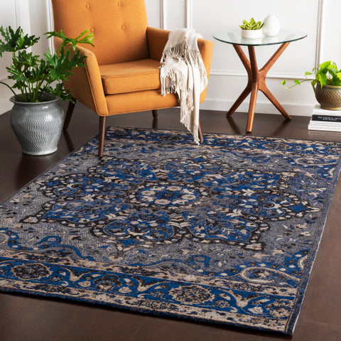 Image of Surya Amsterdam Traditional Navy, Charcoal, Medium Gray, Ivory, Taupe Rugs AMS-1017