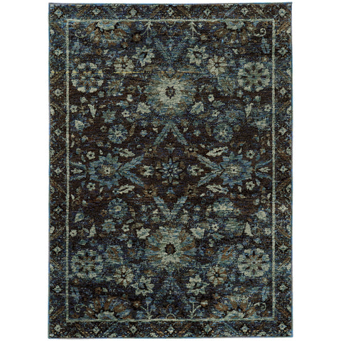 Image of Oriental Weavers Andorra 7124A 1'10" X 3' 2" Casual Navy Blue Overdyed-Wanderlust Rugs