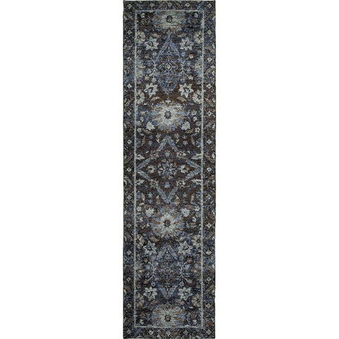 Image of Oriental Weavers Andorra 7124A 1'10" X 3' 2" Casual Navy Blue Overdyed-Wanderlust Rugs
