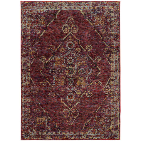 Image of Oriental Weavers Andorra 7135E 1'10" X 3' 2" Casual Red Gold Medallion-Wanderlust Rugs