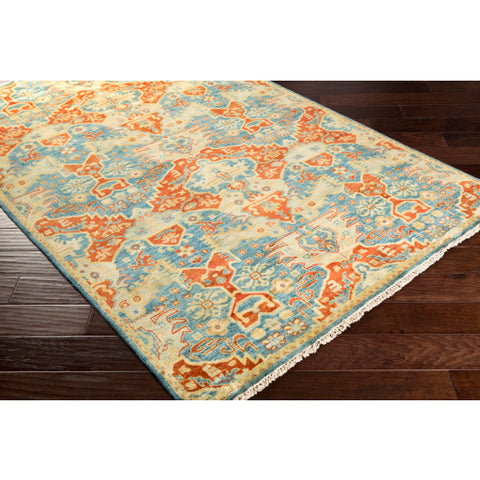 Image of Surya Antolya Traditional Sky Blue, Burnt Orange, Wheat, Dark Green, Khaki, Tan Rugs ANT-9712