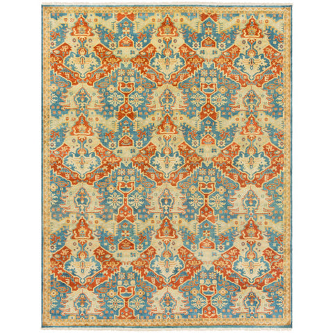 Image of Surya Antolya Traditional Sky Blue, Burnt Orange, Wheat, Dark Green, Khaki, Tan Rugs ANT-9712