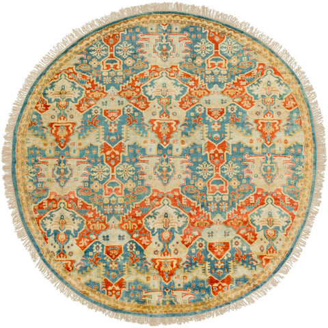 Image of Surya Antolya Traditional Sky Blue, Burnt Orange, Wheat, Dark Green, Khaki, Tan Rugs ANT-9712