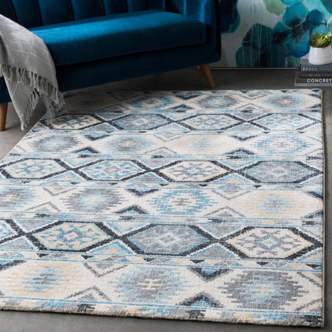 Image of Surya Apricity Global Sky Blue, Pale Blue, Medium Gray, Light Gray, Butter, Cream, White Rugs APY-1017