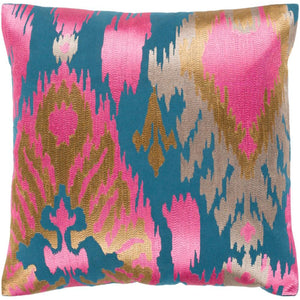 Surya Ara Bohemian/Global Bright Pink, Teal, Tan, Taupe Pillow Cover AR-144-Wanderlust Rugs