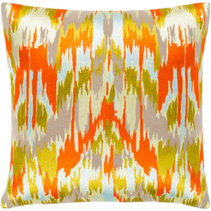 Surya Ara Bohemian/Global Bright Orange, Taupe, Butter, Lime, Pale Blue Pillow Cover AR-146-Wanderlust Rugs