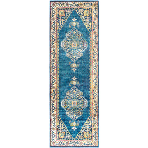 Image of Surya Aura Silk Traditional Sky Blue, Bright Blue, Navy, Beige, Medium Gray, Bright Yellow, Saffron, Bright Pink, Dark Green, Lime Rugs ASK-2306