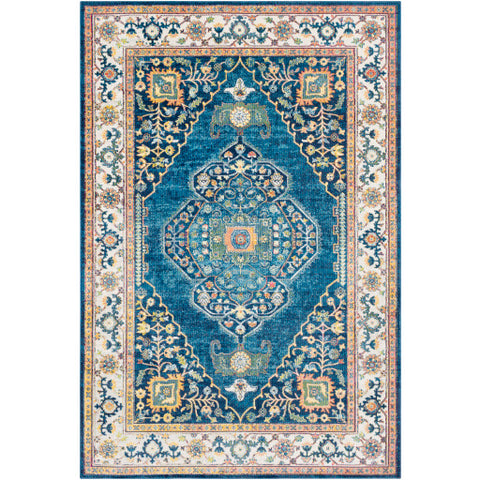 Image of Surya Aura Silk Traditional Sky Blue, Bright Blue, Navy, Beige, Medium Gray, Bright Yellow, Saffron, Bright Pink, Dark Green, Lime Rugs ASK-2306