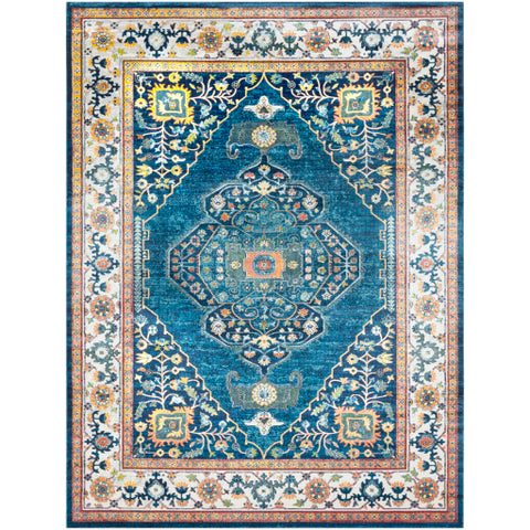 Image of Surya Aura Silk Traditional Sky Blue, Bright Blue, Navy, Beige, Medium Gray, Bright Yellow, Saffron, Bright Pink, Dark Green, Lime Rugs ASK-2306