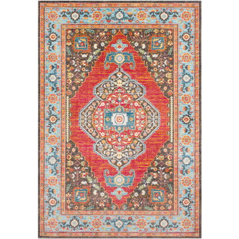 Image of Surya Aura Silk Traditional Rose, Bright Pink, Bright Yellow, Camel, Dark Brown, Bright Red, Sky Blue, Bright Blue, White, Dark Green, Lime Rugs ASK-2307
