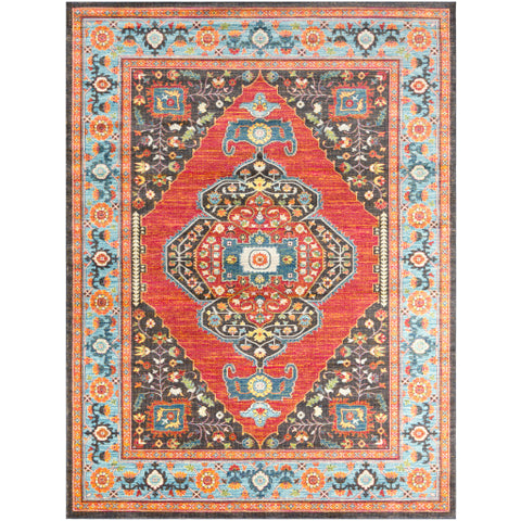 Image of Surya Aura Silk Traditional Rose, Bright Pink, Bright Yellow, Camel, Dark Brown, Bright Red, Sky Blue, Bright Blue, White, Dark Green, Lime Rugs ASK-2307