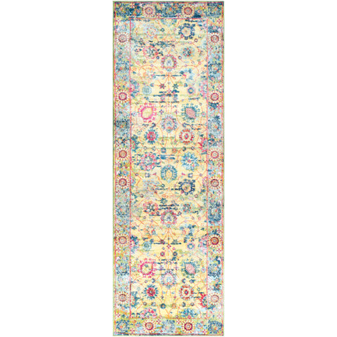 Image of Surya Aura Silk Traditional Bright Yellow, White, Lime, Dark Green, Sky Blue, Bright Blue, Bright Pink, Rose, Black Rugs ASK-2317