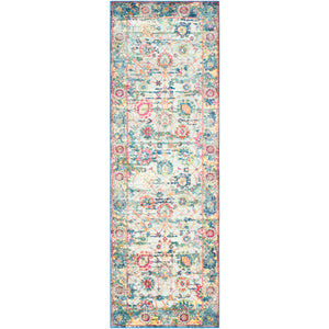 Surya Aura Silk Traditional Sky Blue, Bright Blue, Medium Gray, White, Lime, Dark Green, Rose, Bright Pink, Bright Yellow, Saffron, Bright Red, Charcoal Rugs ASK-2318