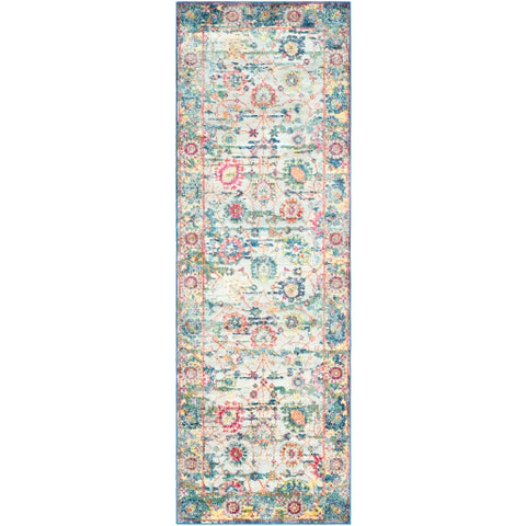 Image of Surya Aura Silk Traditional Sky Blue, Bright Blue, Medium Gray, White, Lime, Dark Green, Rose, Bright Pink, Bright Yellow, Saffron, Bright Red, Charcoal Rugs ASK-2318