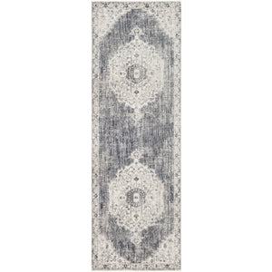 Surya Aura Silk Traditional Medium Gray, Charcoal, Black, White Rugs ASK-2327