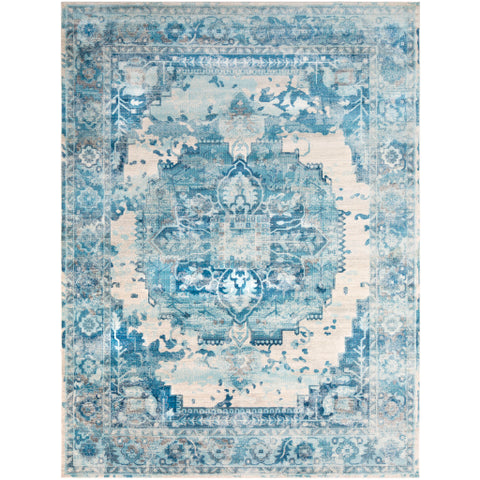 Image of Surya Aura Silk Traditional Sky Blue, Bright Blue, Navy, White, Medium Gray Rugs ASK-2328