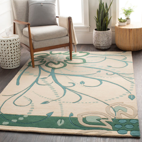 Image of Surya Athena Modern Dark Green, Teal, Taupe, Cream Rugs ATH-5154