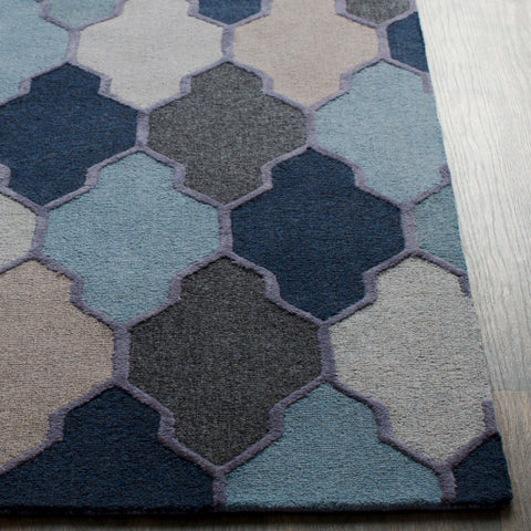 Image of Surya Pollack Cottage Navy, Charcoal, Taupe, Light Gray, Aqua Rugs AWAH-2042