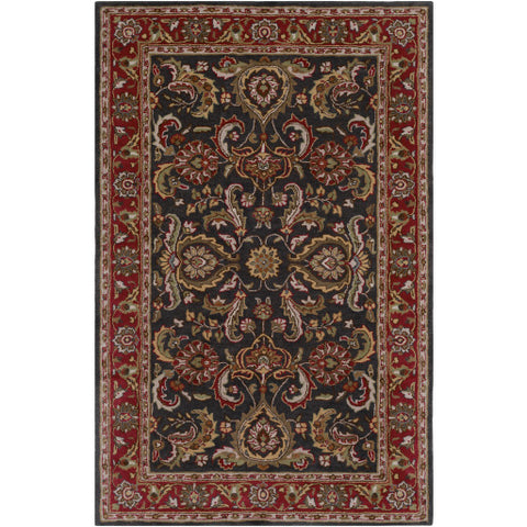 Image of Surya Middleton Traditional Bright Red, Charcoal, Mustard, Dark Brown, Olive, Tan, Ivory, Aqua Rugs AWHY-2061