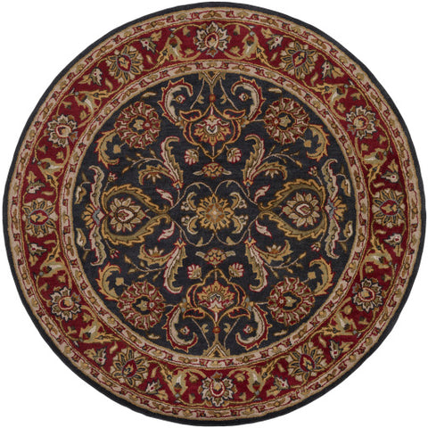 Image of Surya Middleton Traditional Bright Red, Charcoal, Mustard, Dark Brown, Olive, Tan, Ivory, Aqua Rugs AWHY-2061