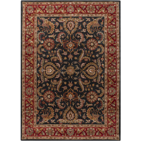 Image of Surya Middleton Traditional Bright Red, Charcoal, Mustard, Dark Brown, Olive, Tan, Ivory, Aqua Rugs AWHY-2061