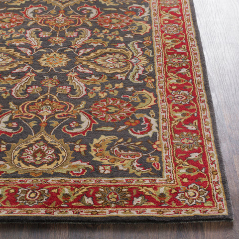 Image of Surya Middleton Traditional Bright Red, Charcoal, Mustard, Dark Brown, Olive, Tan, Ivory, Aqua Rugs AWHY-2061