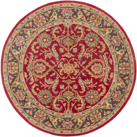 Image of Surya Middleton Traditional Bright Red, Charcoal, Mustard, Dark Brown, Olive, Tan, Ivory, Aqua Rugs AWHY-2062