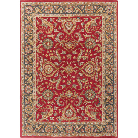 Image of Surya Middleton Traditional Bright Red, Charcoal, Mustard, Dark Brown, Olive, Tan, Ivory, Aqua Rugs AWHY-2062